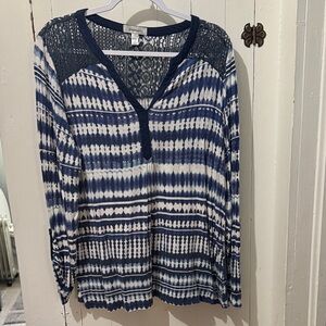 Dress Barn Navy and White Striped Top
